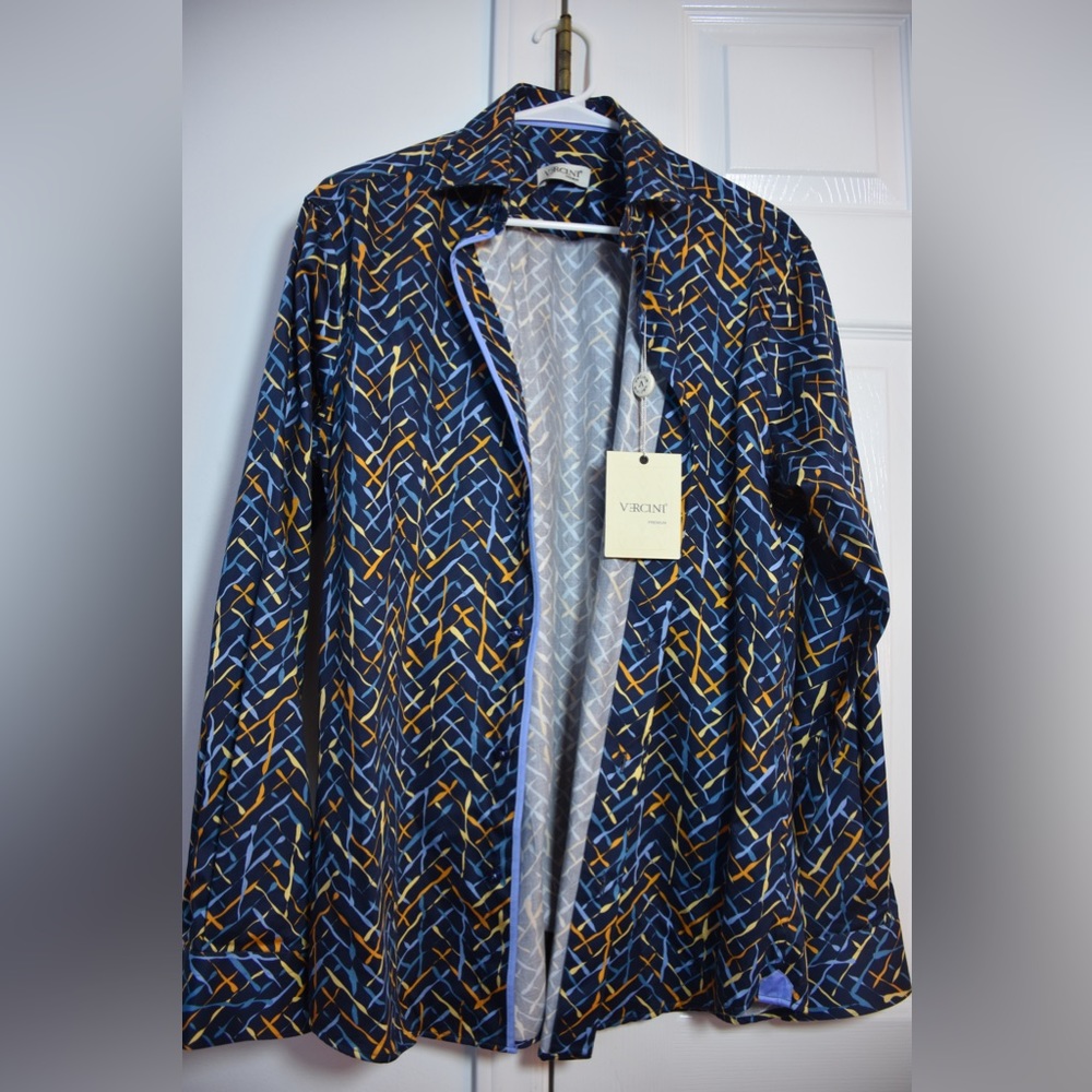VERCINI Premium size medium multicolored long sleeve button up